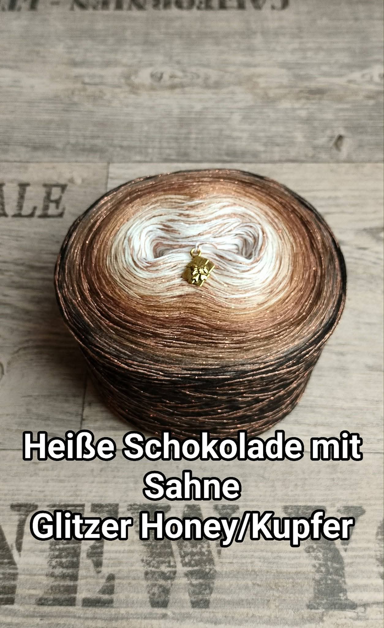 Bobbel "Heiße Schokolade mit Sahne" mit Glitzergarn Honey/Kupfer